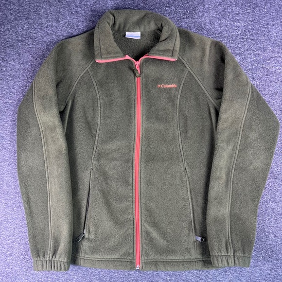 Columbia Fleece Jacket Womens Small Olive Green Full Zip Mock Neck Soft Layering - Picture 7 of 16